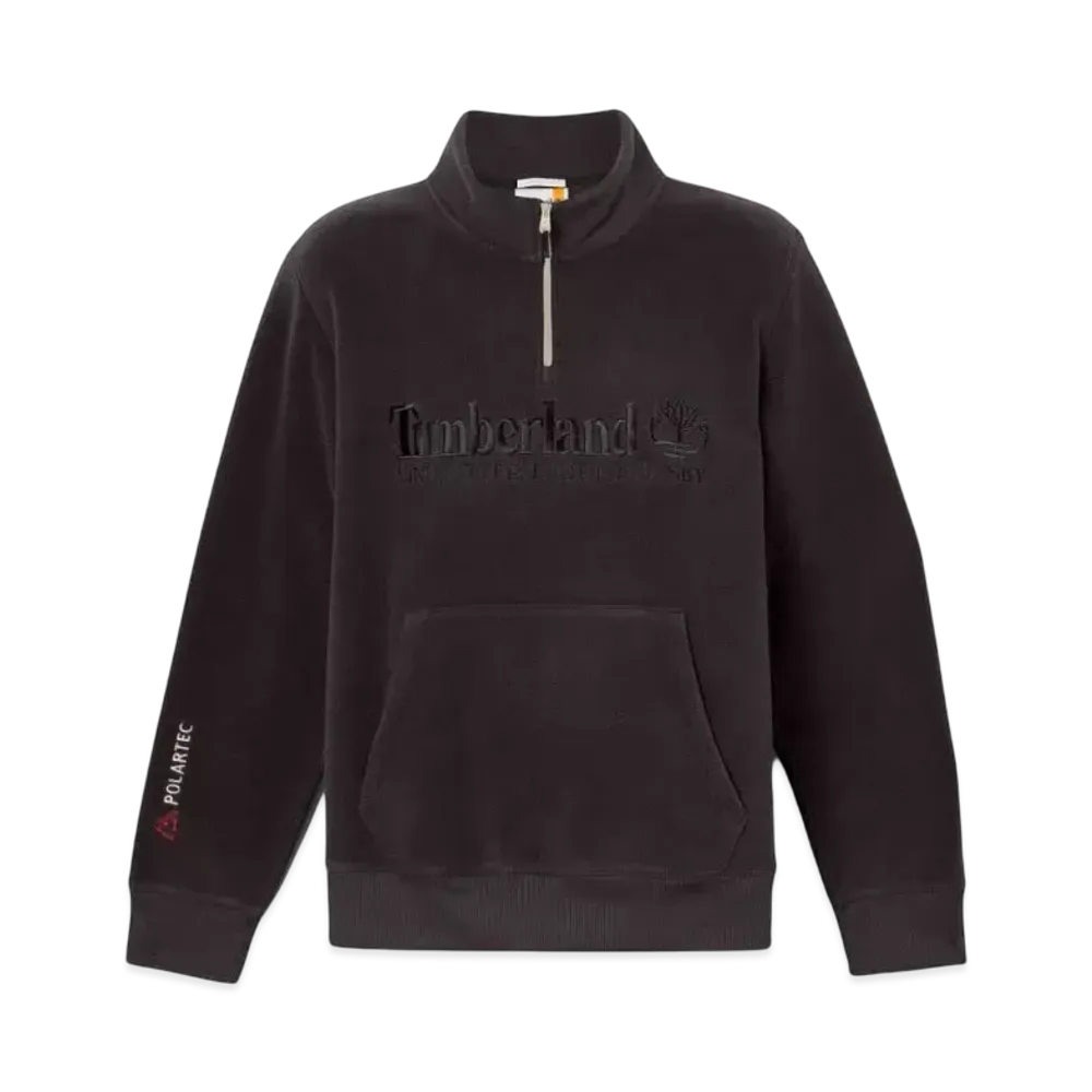 Timberland Men's Quarter Zip Polartec Liner Logo Sweatshirt "Black"