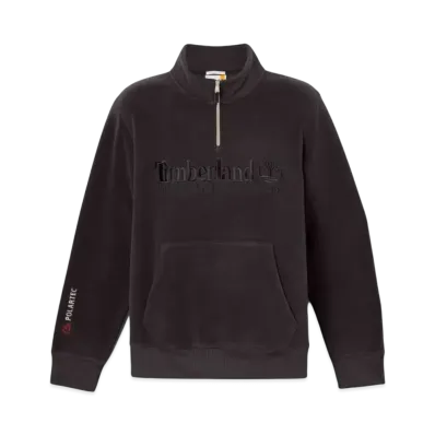Timberland Men's Quarter Zip Polartec Liner Logo Sweatshirt "Black"