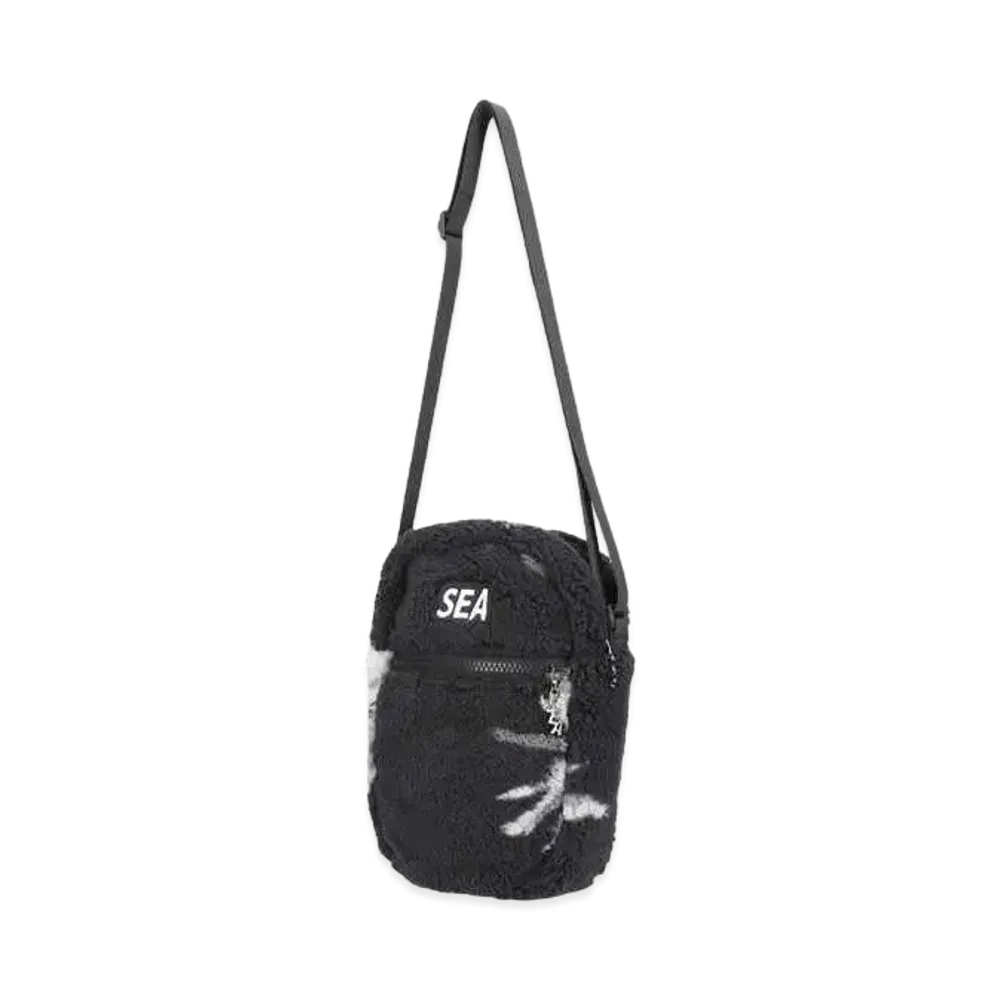 WIND AND SEA Palm Tree Pattern Fleece Sacoche Shoulder Bag "Black"