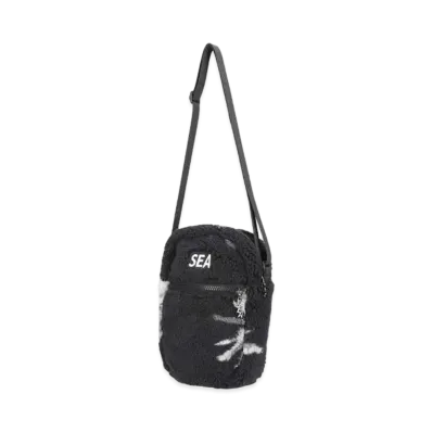 WIND AND SEA Palm Tree Pattern Fleece Sacoche Shoulder Bag "Black"