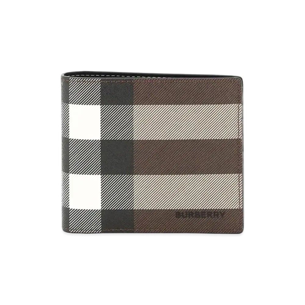 Burberry Check E-canvas International Bifold Wallet "Dark Birch Brown"