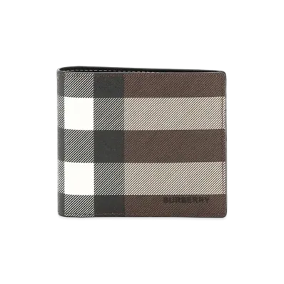 Burberry Check E-canvas International Bifold Wallet "Dark Birch Brown"