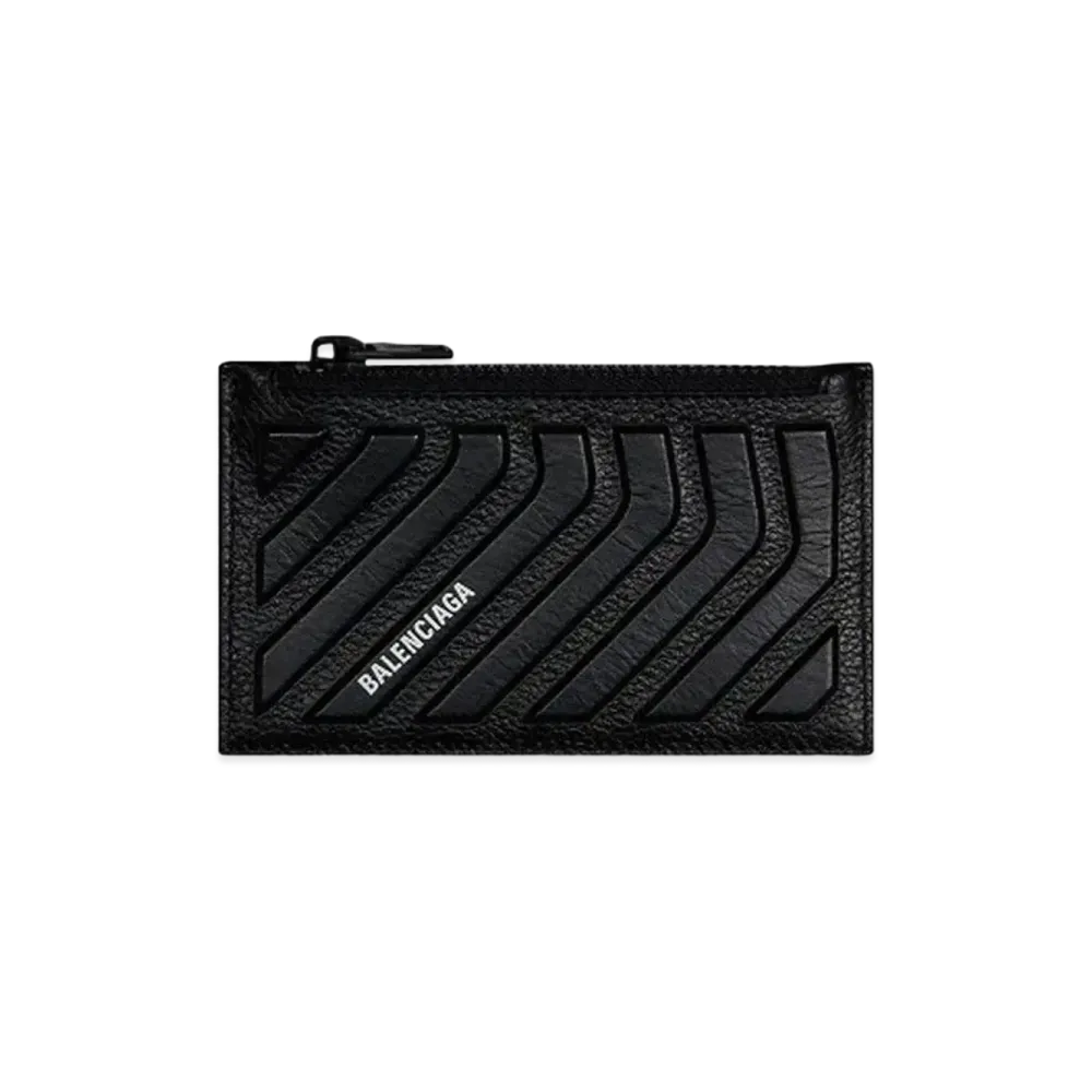 BALENCIAGA Car Long Coin And Card Holder In Grained Calfskin "Black"