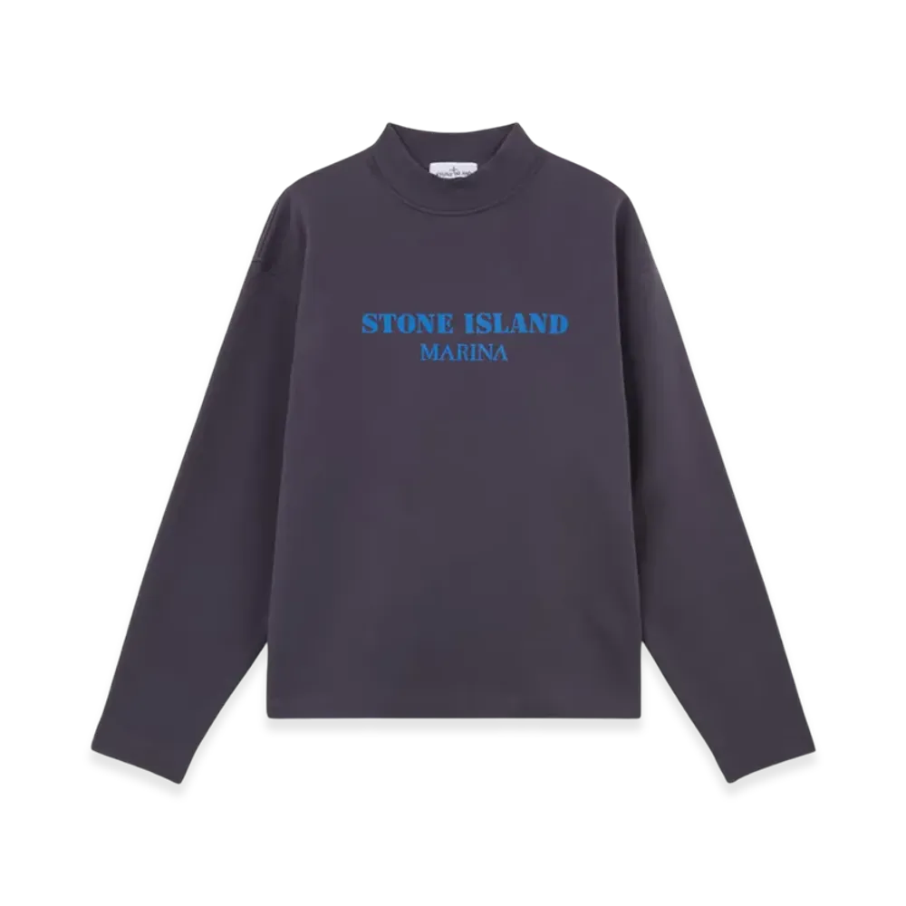 Stone Island 631X5 Marina Cotton Fleece Oversized Fit Mock Neck Sweatshirt - 24FW "Ink Blue"