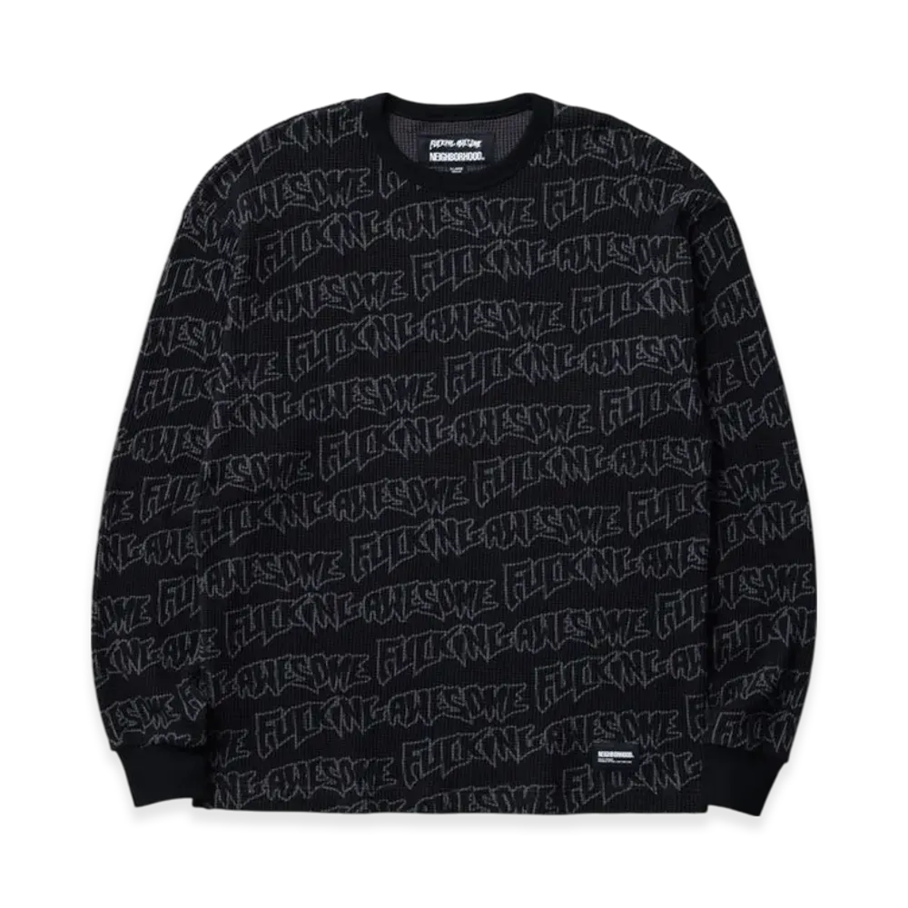NEIGHBORHOOD x Fucking Awesome Waffle Fabric Crewneck LS "Black"