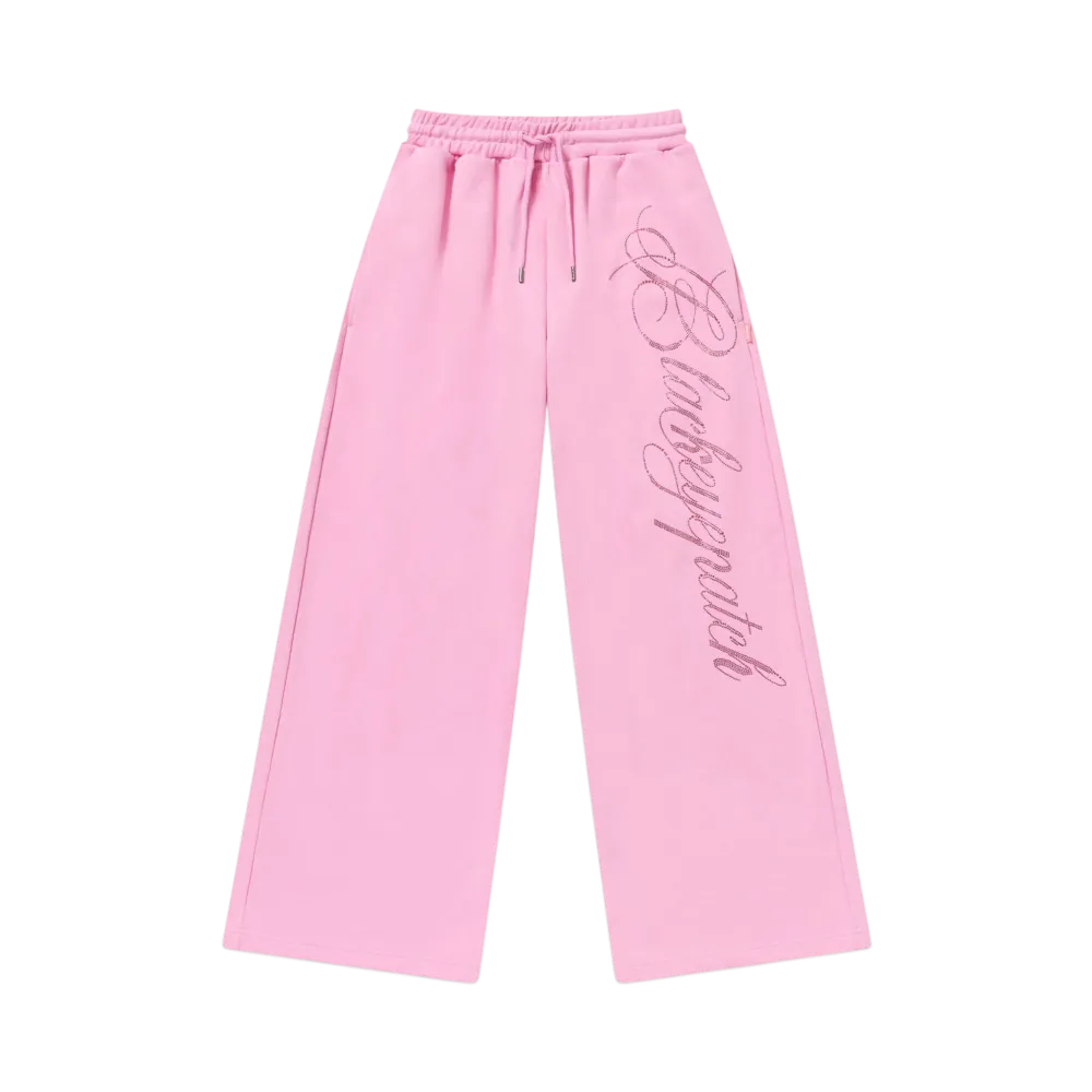 BlackEyePatch Rhinestone Big Script Sweat Pants "Pink"