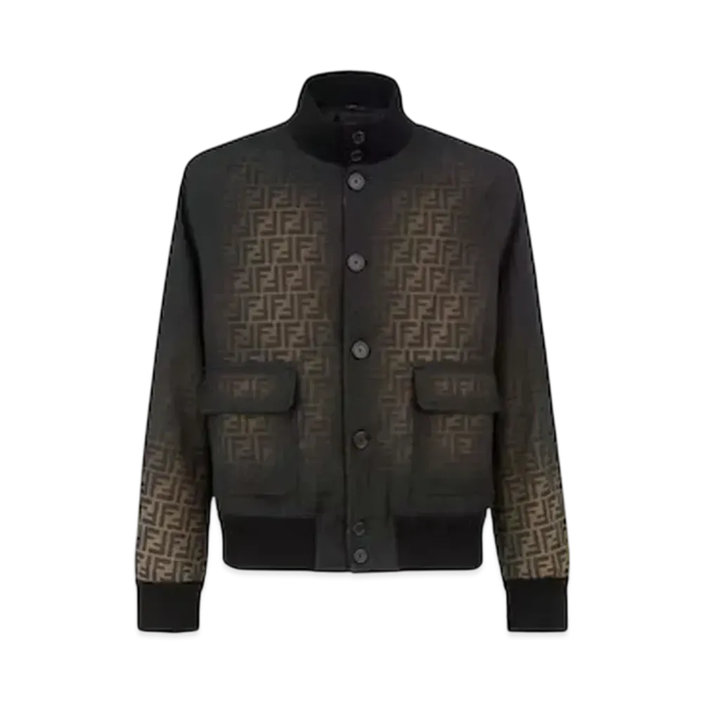 FENDI Men's Blouson FF Ecrissi Canvas Jacket "Brown"