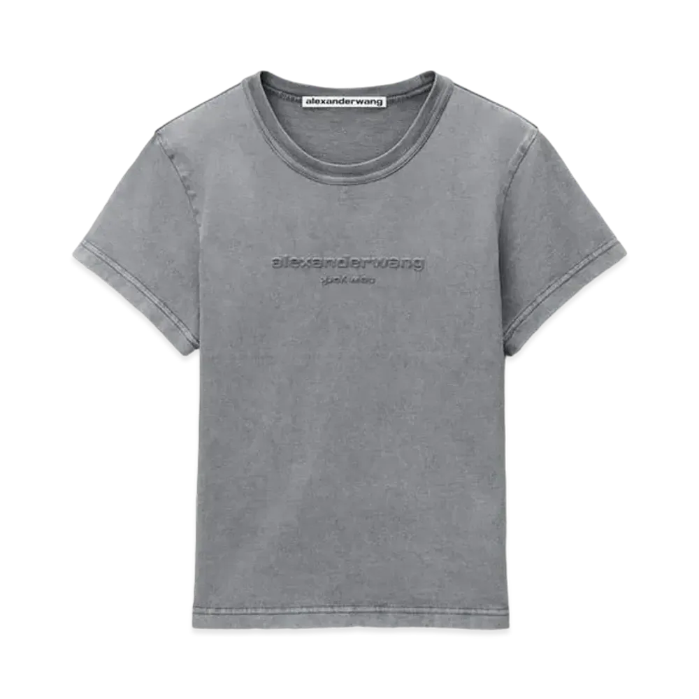 Alexander Wang Acid Wash Logo Emboss Shrunken T-shirt "Acid Fog"