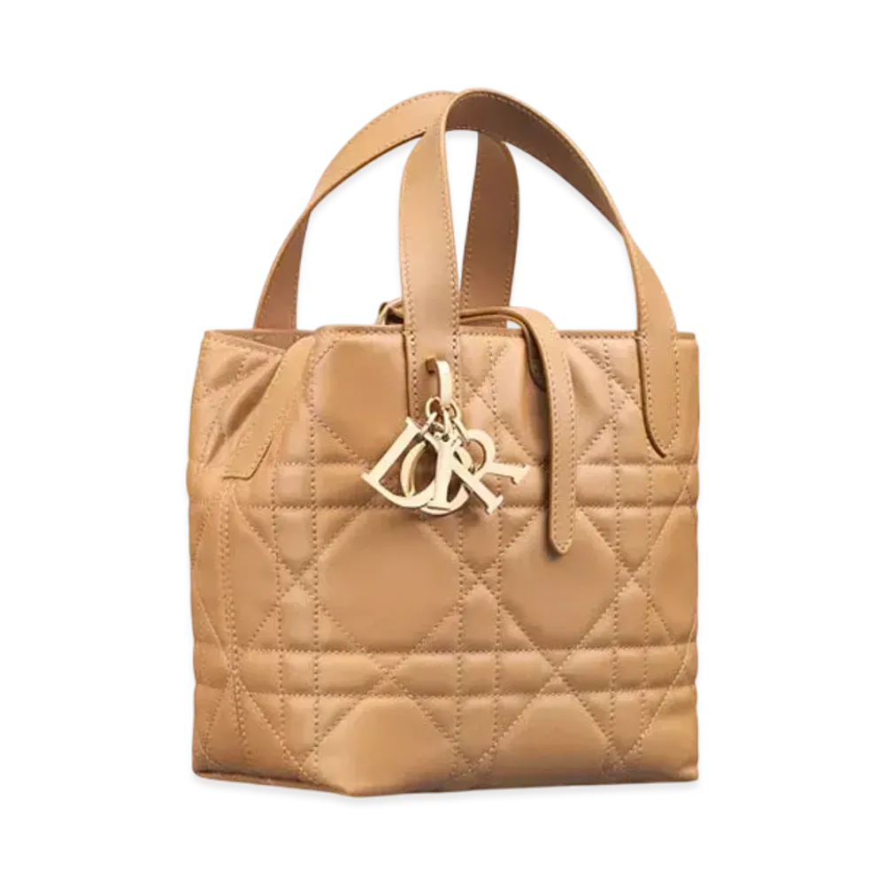Dior Small Dior Toujours Vertical Tote Bag Macrocannage Calfskin "Medium Tan"