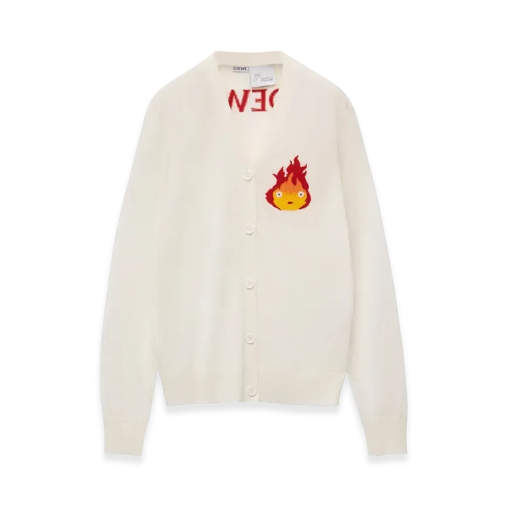 LOEWE x Howl's Moving Castle Calcifer Cardigan in Wool "Ecru"