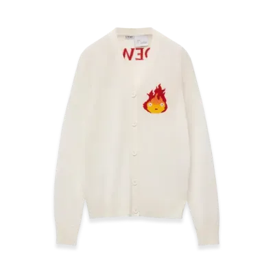LOEWE x Howl's Moving Castle Calcifer Cardigan in Wool "Ecru"