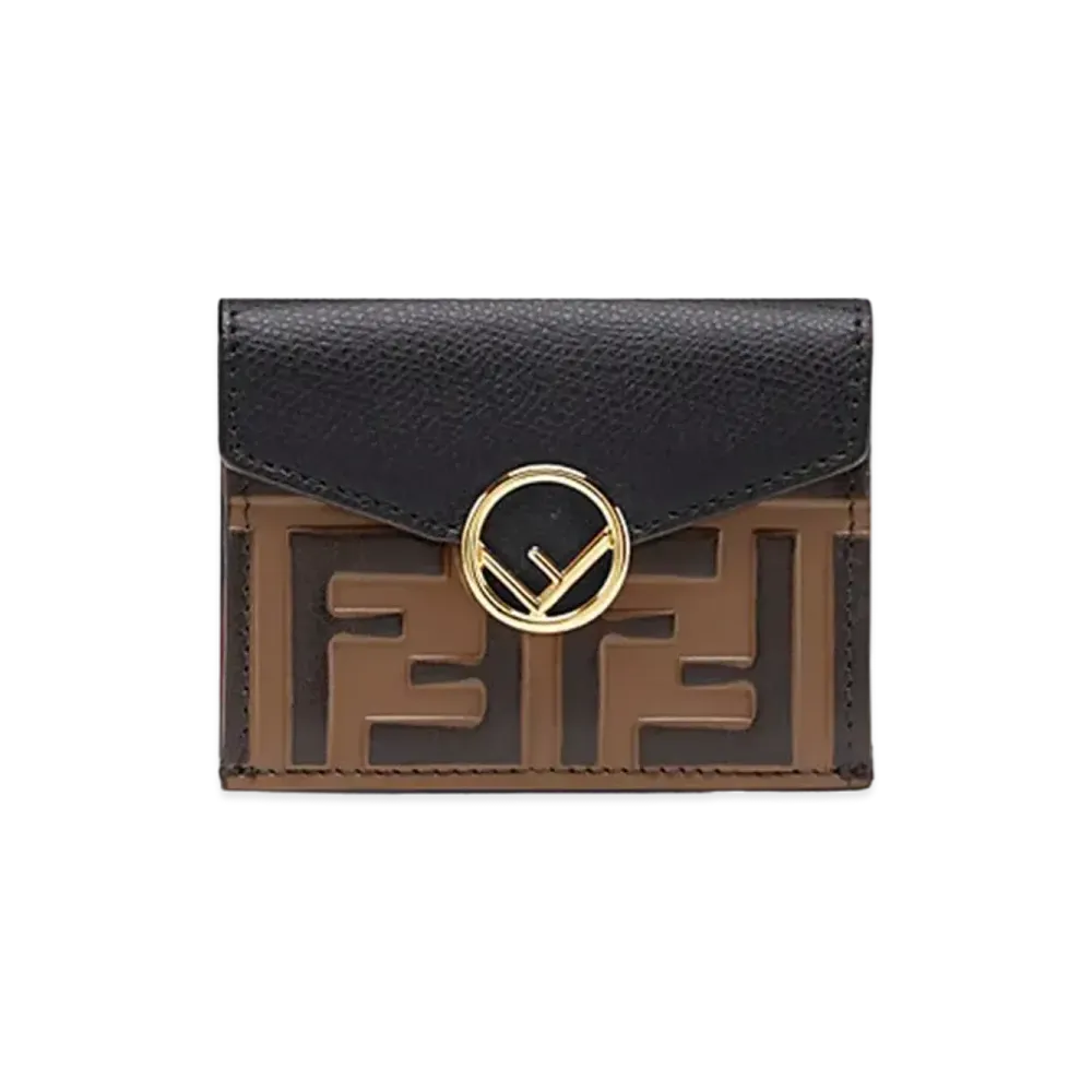 FENDI Micro Three-Fold Wallet Leather Wallet "Black"