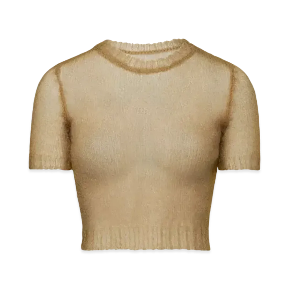 Maison Margiela Women's Translucent Knit Top "Light Brown"