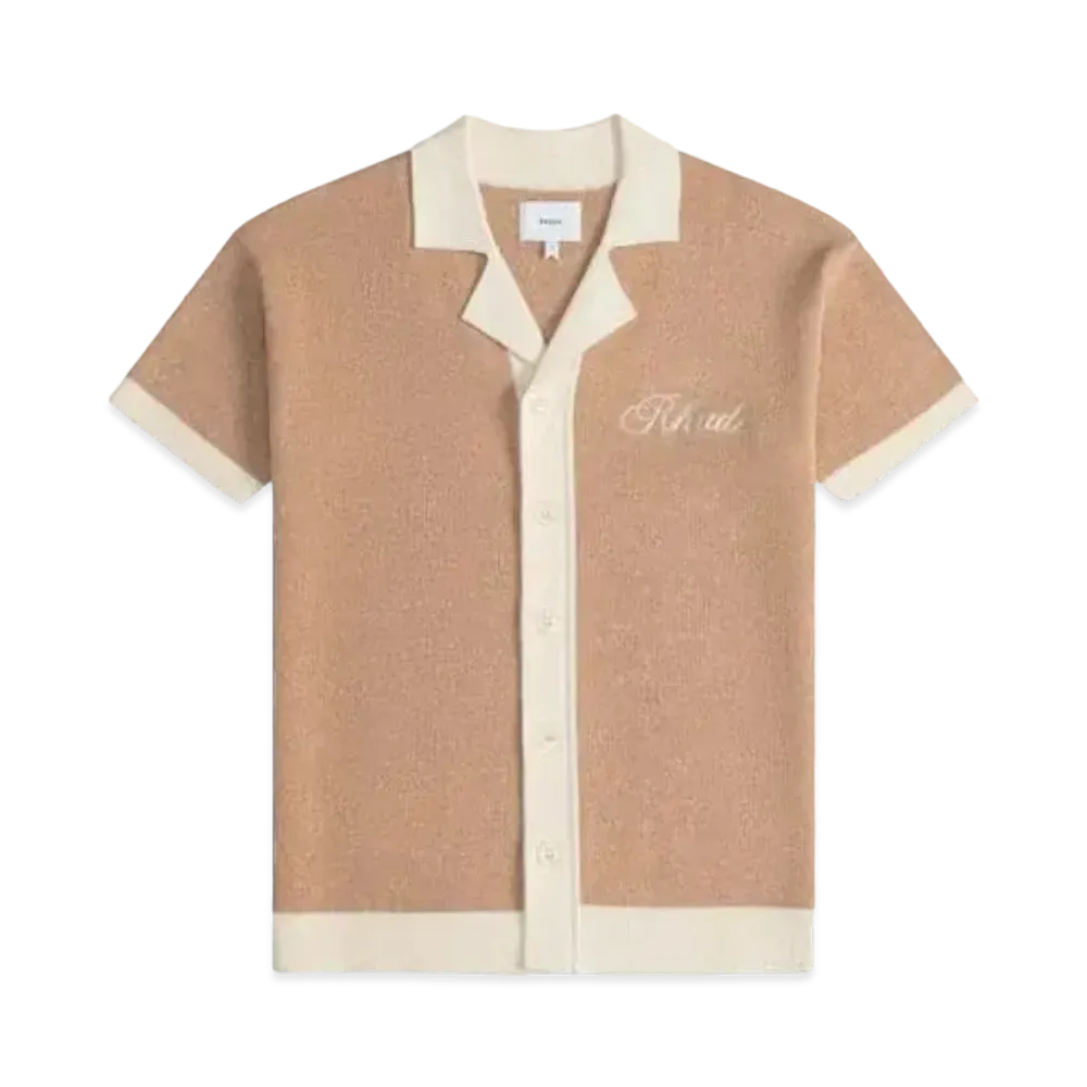 RHUDE Contrast Knit Button-Up Polo "Brick"