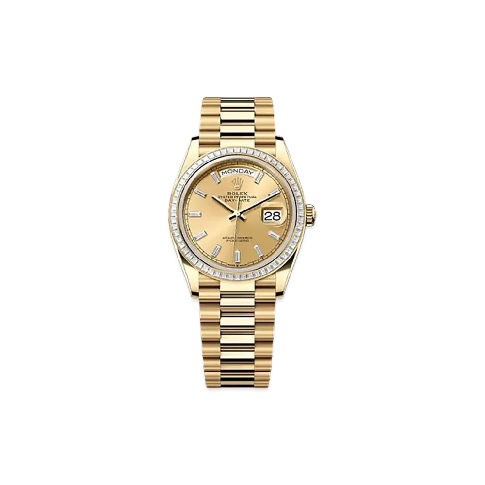 ROLEX Day-Date 36mm Yellow Gold Diamond 128398TBR "Champagne-colour"