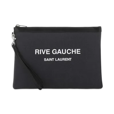 Saint Laurent Charcoal Canvas Rive Gauche Clutch "Grey"