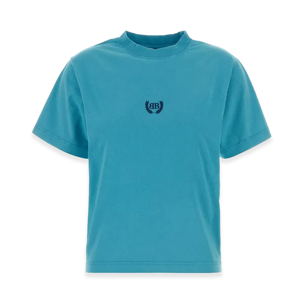 BALENCIAGA Women's Turquoise Cotton T-Shirt "Light Blue"