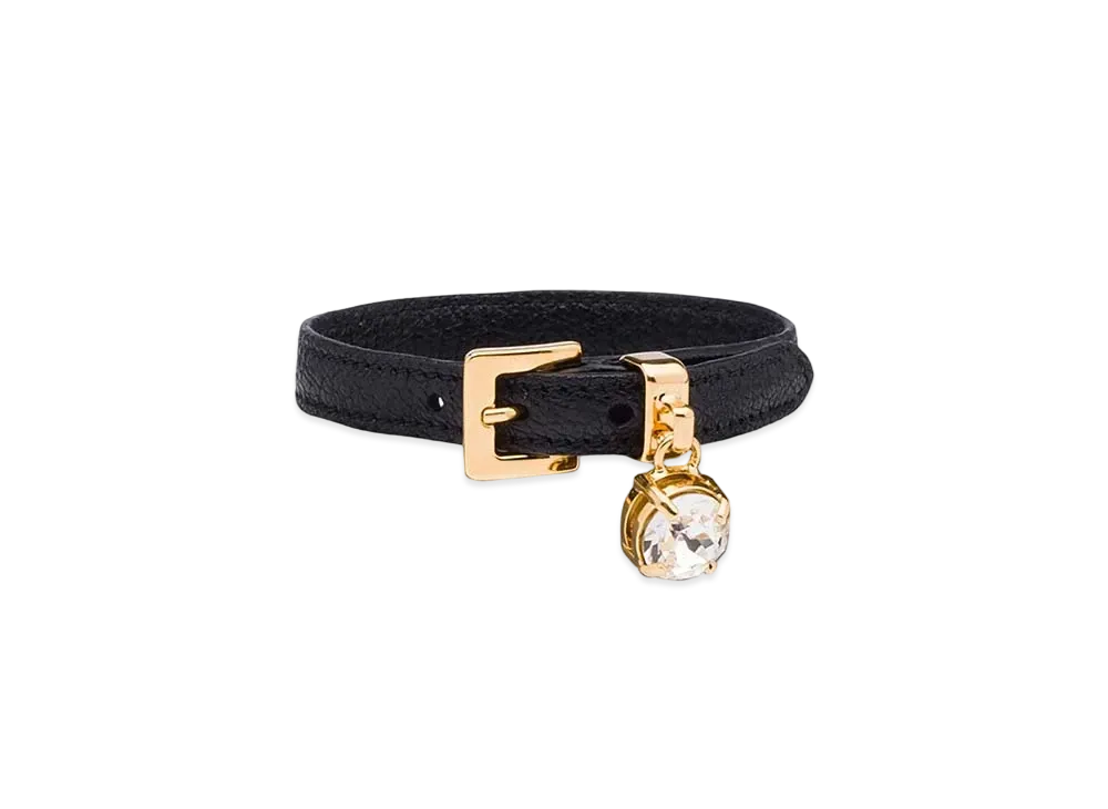 MIU MIU Madras Leather Bracelet "Black"