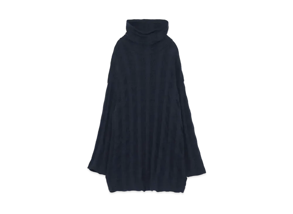 Yohji Yamamoto Y's DROP STITCH CHECK HIGH NECK BIG T "Navy"