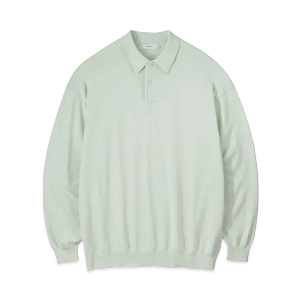 Graphpaper Suvin High Gauge Knit Oversized L/S Polo "Pale Green"
