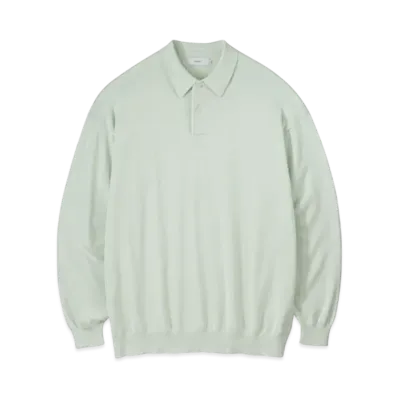 Graphpaper Suvin High Gauge Knit Oversized L/S Polo "Pale Green"