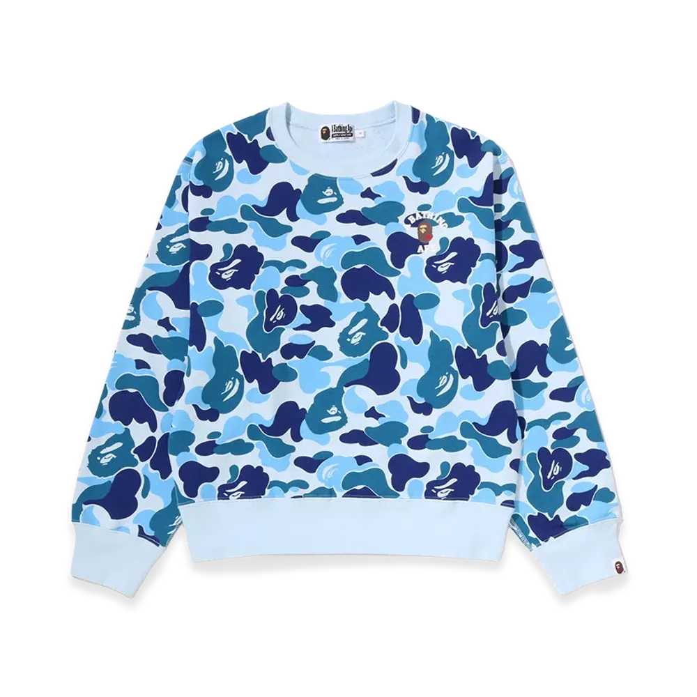 A BATHING APE Women's ABC Camo College Crewneck Sweatshirt "Blue"