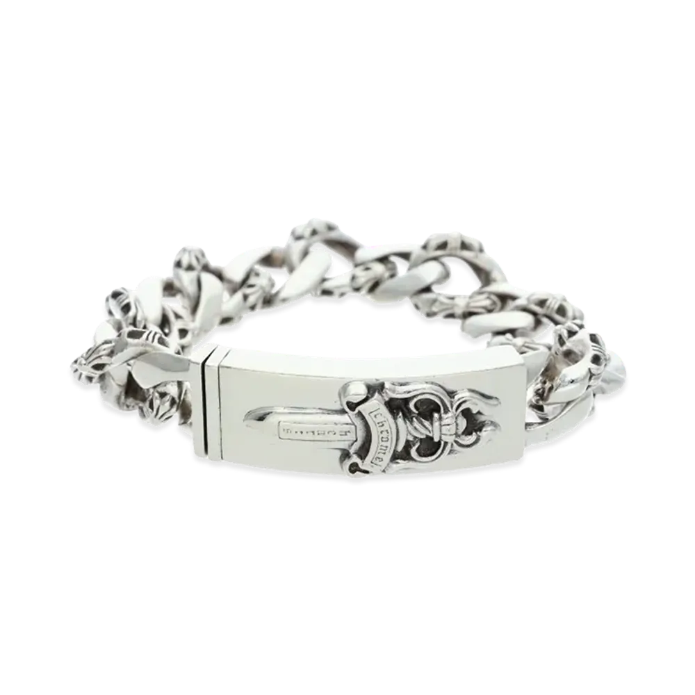 Chrome Hearts Dagger ID Fancy Link Silver Bracelet "Silver"