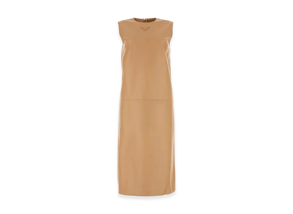 PRADA Women's Nappa Leather Dress "Beige"