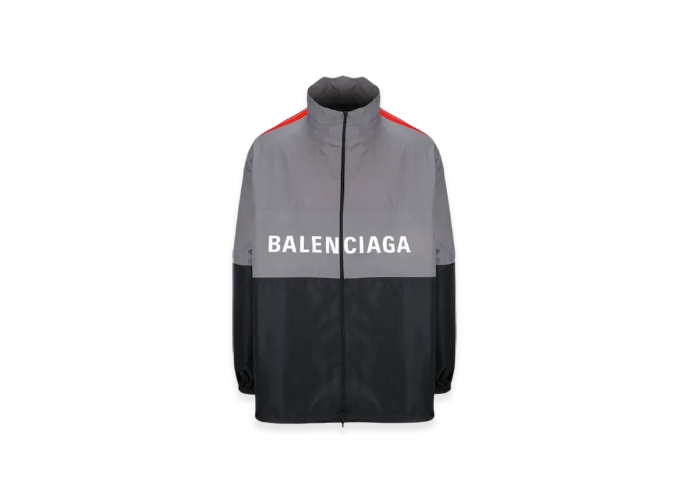 BALENCIAGA Two-Tone Logo Print Shell Jacket "Grey"