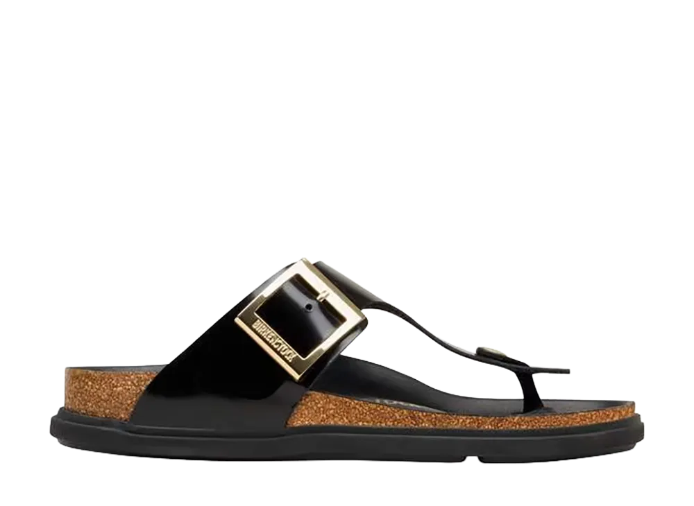 BIRKENSTOCK Women's Gizeh Droplet Buckle "High-Shine Black"