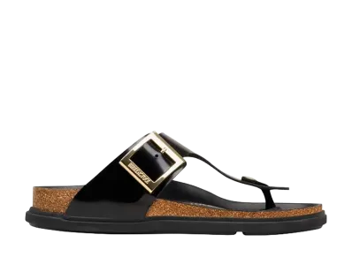 BIRKENSTOCK Women's Gizeh Droplet Buckle "High-Shine Black"