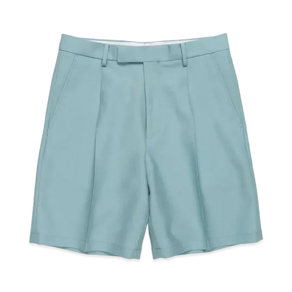 WACKO MARIA PLEATED SHORTS (IMPOET FABRIC / DOEMEUIL) "Light Blue"