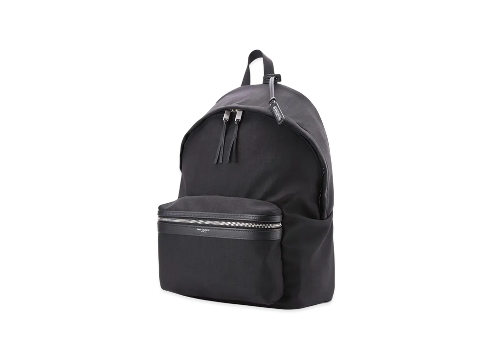 Saint Laurent City Backpack in Nylon Canvas and Leather "Nero"