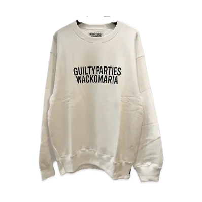 WACKO MARIA Middle Weight Crew Neck Sweat Shirt "White"
