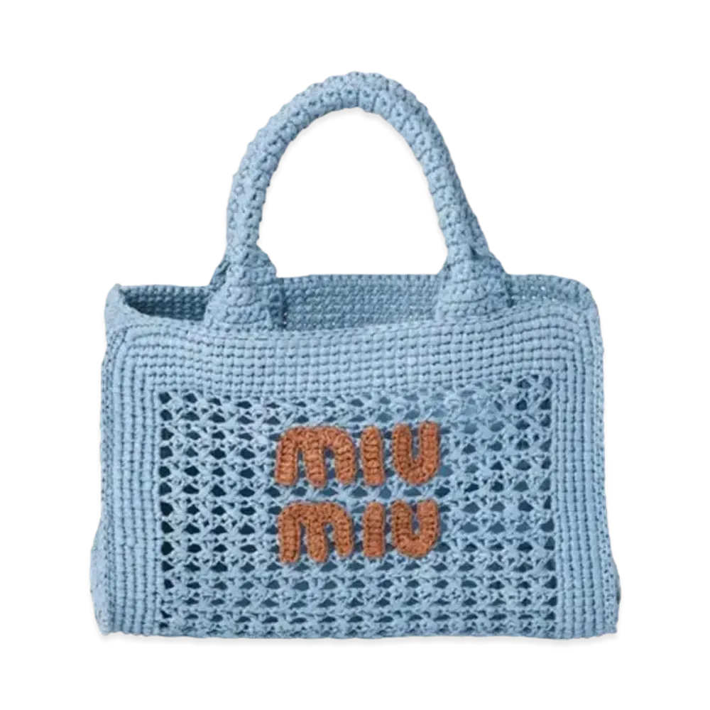 MIUMIU Crochet Handbag "Light Blue/Cognac"