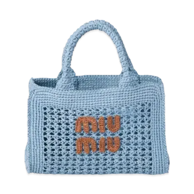 MIUMIU Crochet Handbag "Light Blue/Cognac"