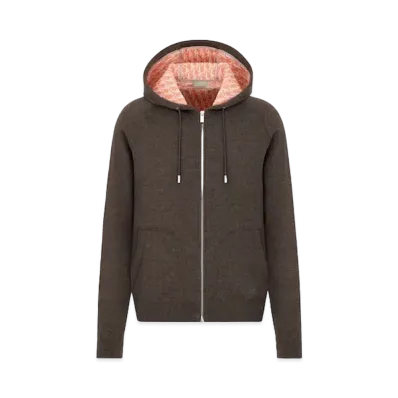 Dior Hooded Sweatshirt Cotton And Cashmere Blend Knit "Brown"