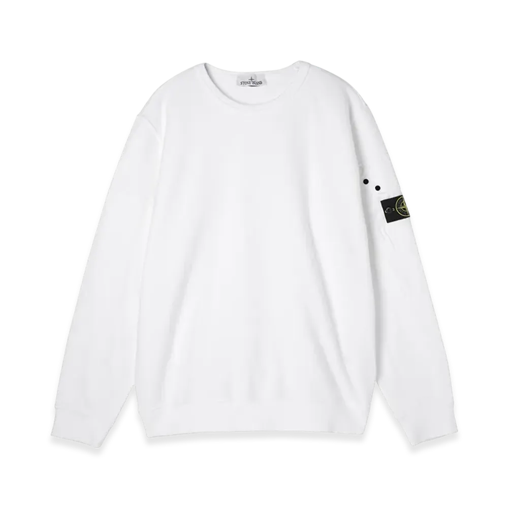 Stone Island Sweat 63920 Brushed Organic Cotton Fleece "White"