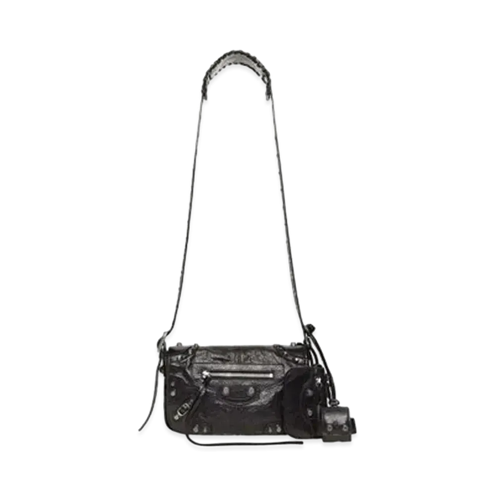 BALENCIAGA Le Cagole XS Flap Bag Metallized "Metallic Gray"