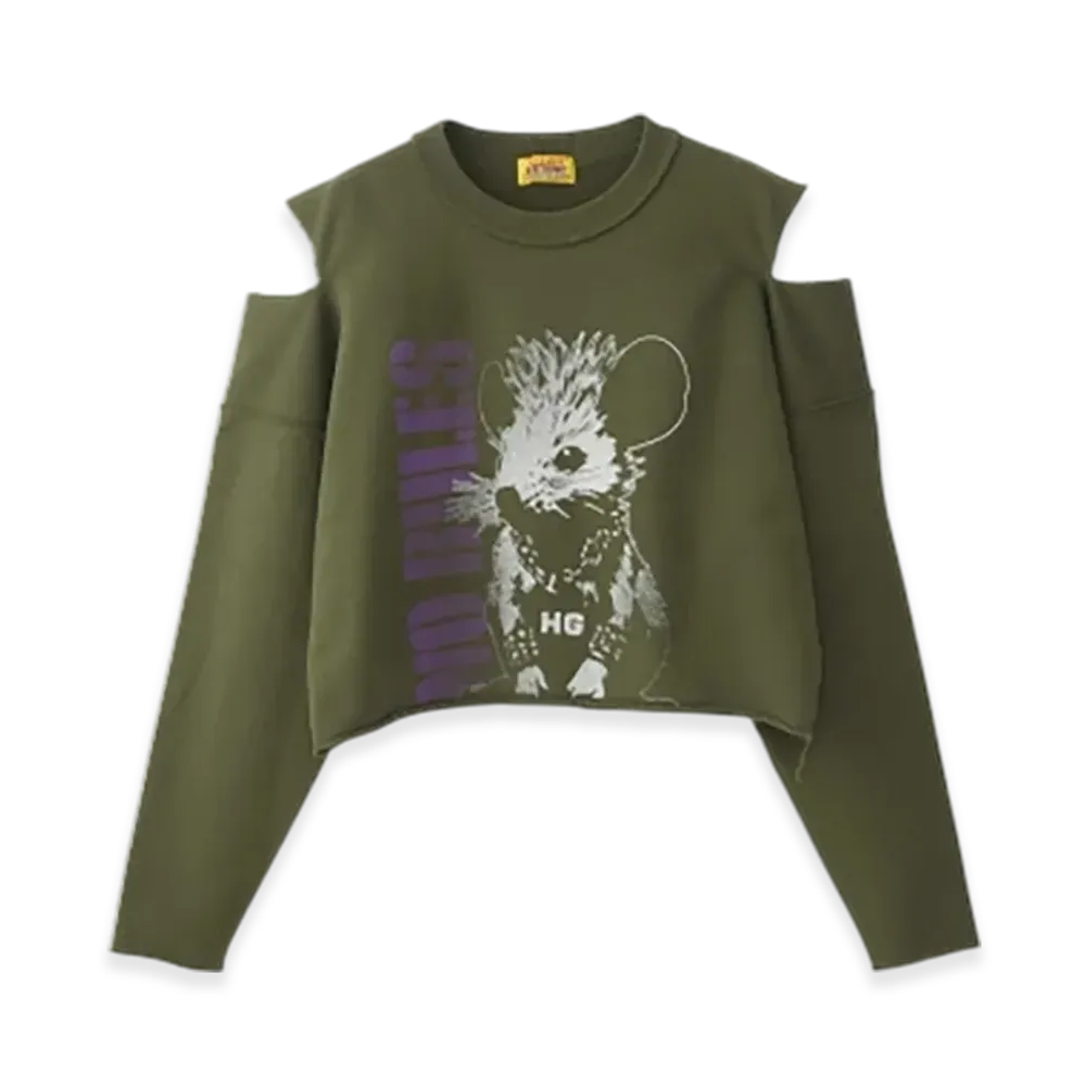 HYSTERIC GLAMOUR No Rules Short Sweatshirt "Khaki"