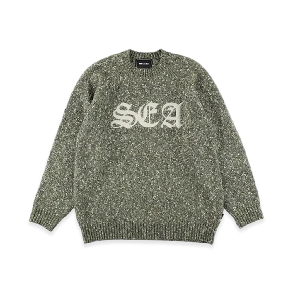 WIND AND SEA Leather Patch Knit Sweater "Khaki"
