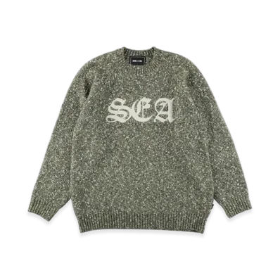 WIND AND SEA Leather Patch Knit Sweater "Khaki"
