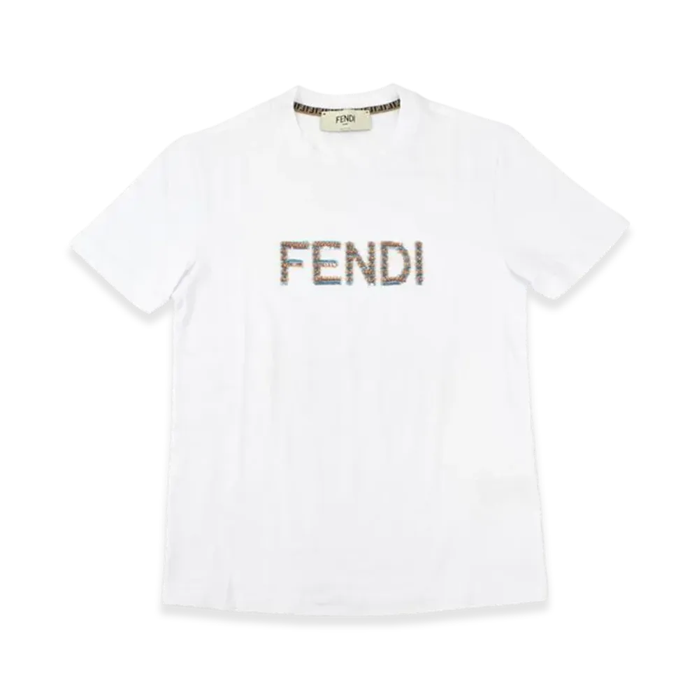 FENDI SEQUIN Logo T Shirt "White"