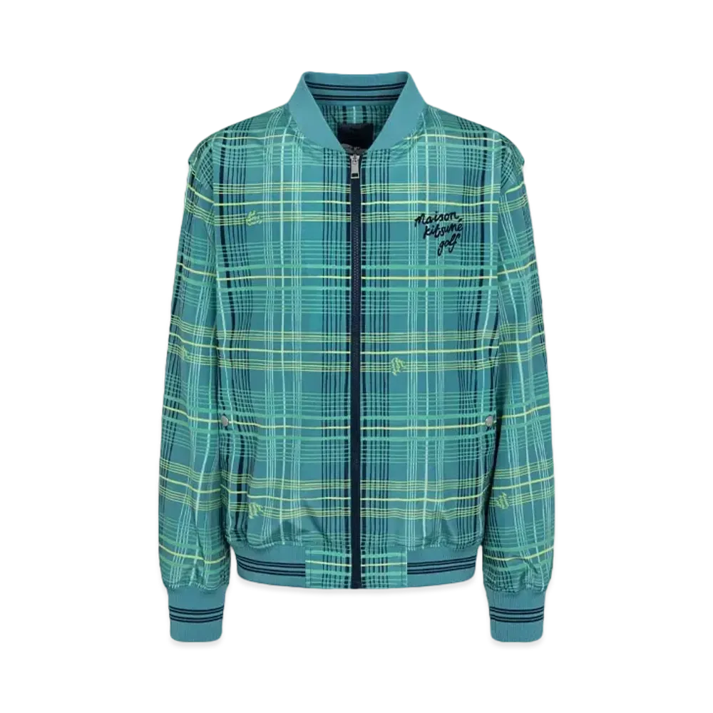 Maison Kitsune Golf Fox Head Stadium Jacket "Blue Green"