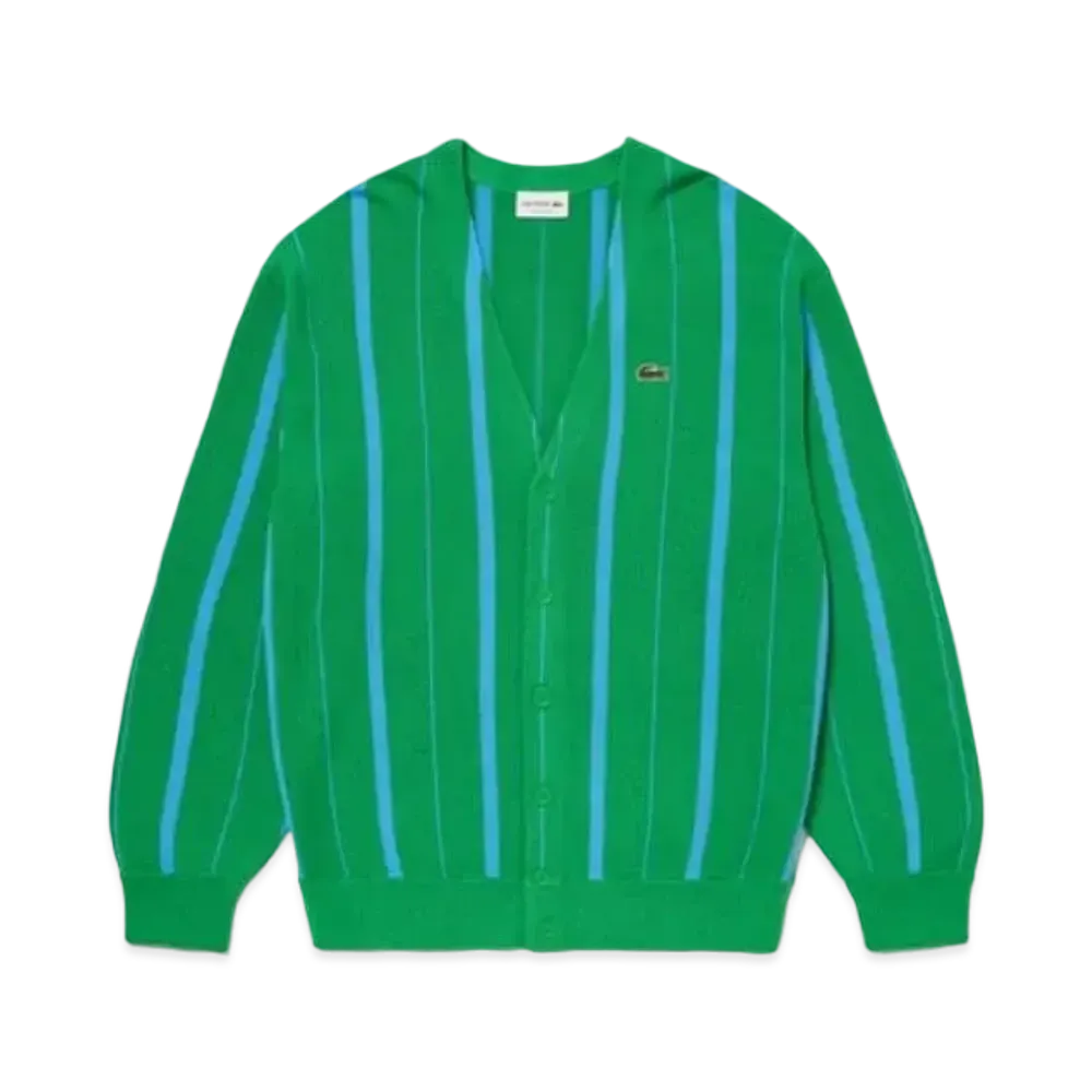 LACOSTE Organic Cotton V-Neck Cardigan "Green"