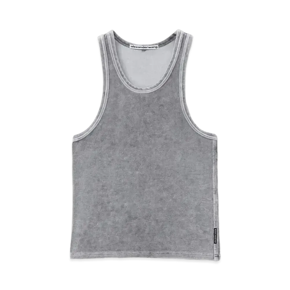 Alexander Wang Velor Crew Neck Tank Top "Washed Charcoal"