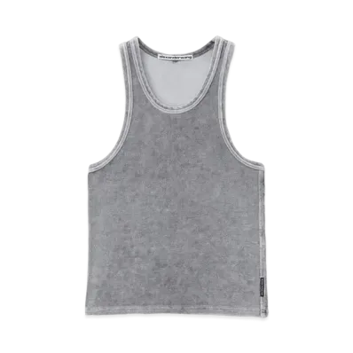 Alexander Wang Velor Crew Neck Tank Top "Washed Charcoal"