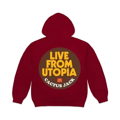 Travis Scott Cactus Jack x McDonald's Live From Utopia Sticker Hoodie "Burgundy"