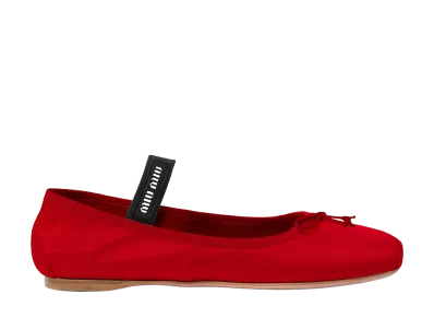 MIU MIU Women's Satin Ballerinas "Red"