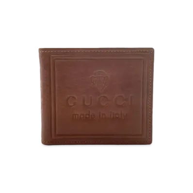 GUCCI Bi-Fold Wallet Crest Leather "Brown"